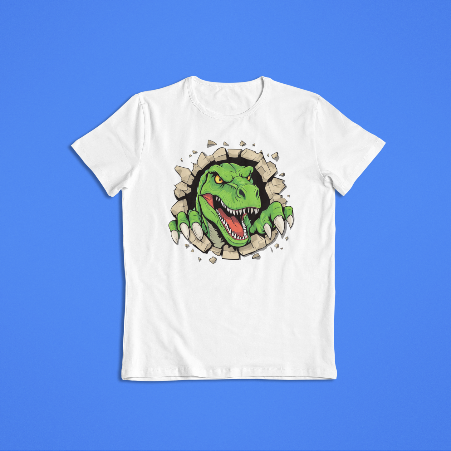 Fierce T-Rex Dinosaur Shirt Hoodie – Roaring Jurassic Dino Graphic Tee – Kids & Adults Dinosaur Lover Gift – 3D Wall Break Design