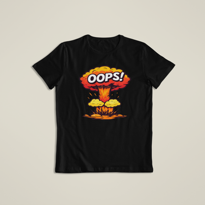 Oops Explosion Shirt, Funny Cartoon Blast T-Shirt, Humor Boom Graphic Hoodie, Retro Comic Style Joke Tee