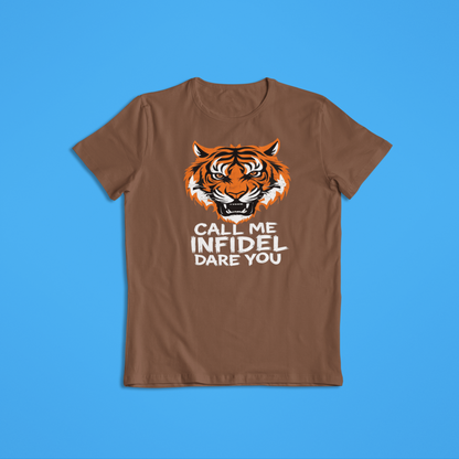 Call Me Infidel Dare You Tiger Shirt, Fierce Tiger Face Hoodie, Bold Statement Apparel, Patriot Strength T-Shirt, Warrior Animal Graphic Tee