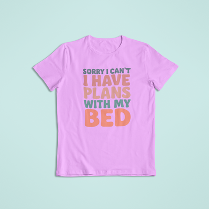 Sorry I Can’t I Have Plans With My Bed Shirt, Funny Lazy Day T-Shirt, Cozy Introvert Tee, Cute Sleep Lover Hoodie