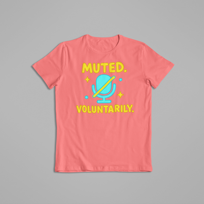 Muted Voluntarily Shirt & Hoodie – Funny Microphone Design | Introvert Humor Tee | Online Meeting Joke Gift for Coworkers