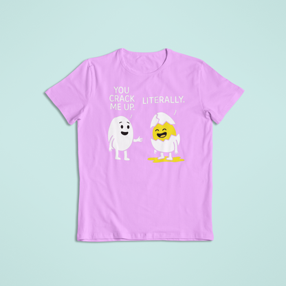 You Crack Me Up Funny Egg Cartoon Shirt and Hoodie | Pun Humor Graphic Tee | Witty Breakfast Joke Apparel