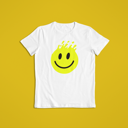Melting Smiley Face Shirt & Hoodie – Bright Yellow Drip Smile Design | Trendy Streetwear Gift | Unisex T-Shirt & Hoodie