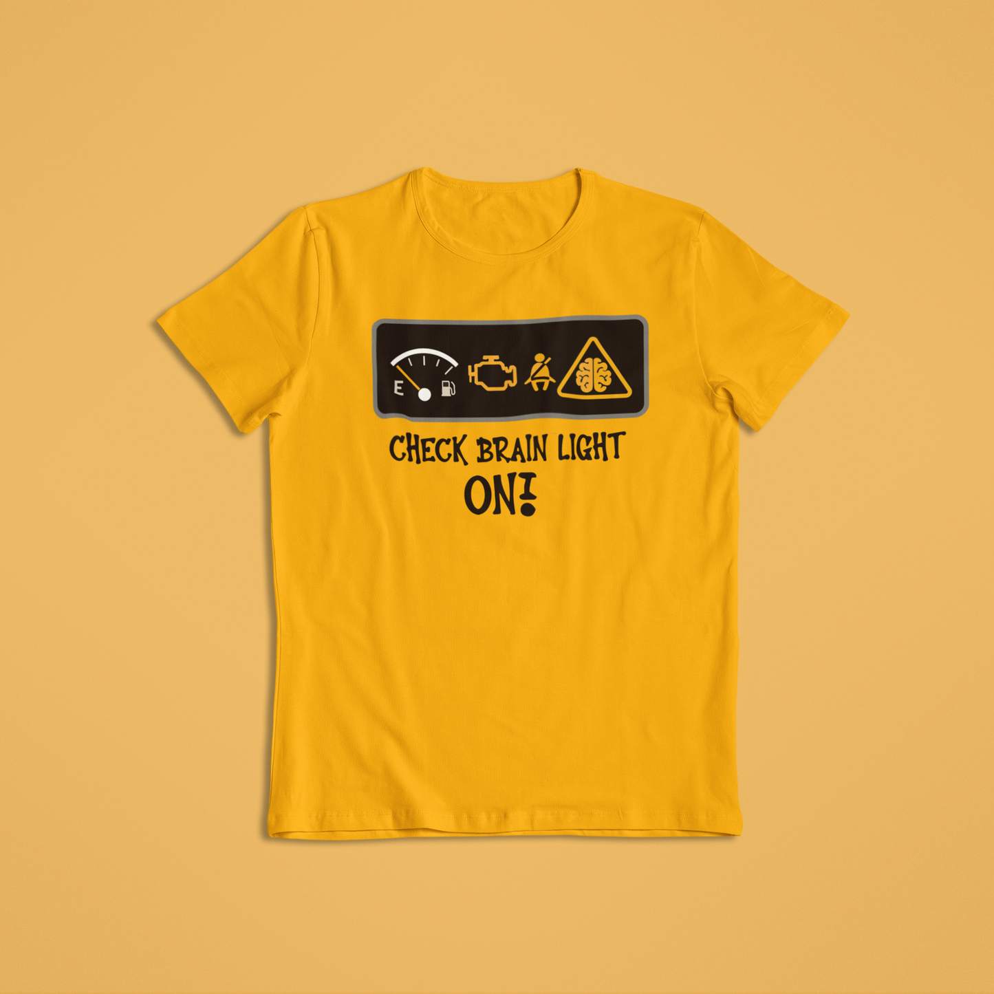 Funny “Check Brain Light On” T-Shirt or Hoodie – Car Dashboard Humor Tee for Mechanics, Drivers & Smart Thinkers