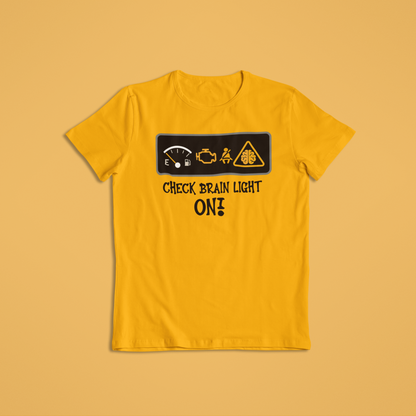 Funny “Check Brain Light On” T-Shirt or Hoodie – Car Dashboard Humor Tee for Mechanics, Drivers & Smart Thinkers