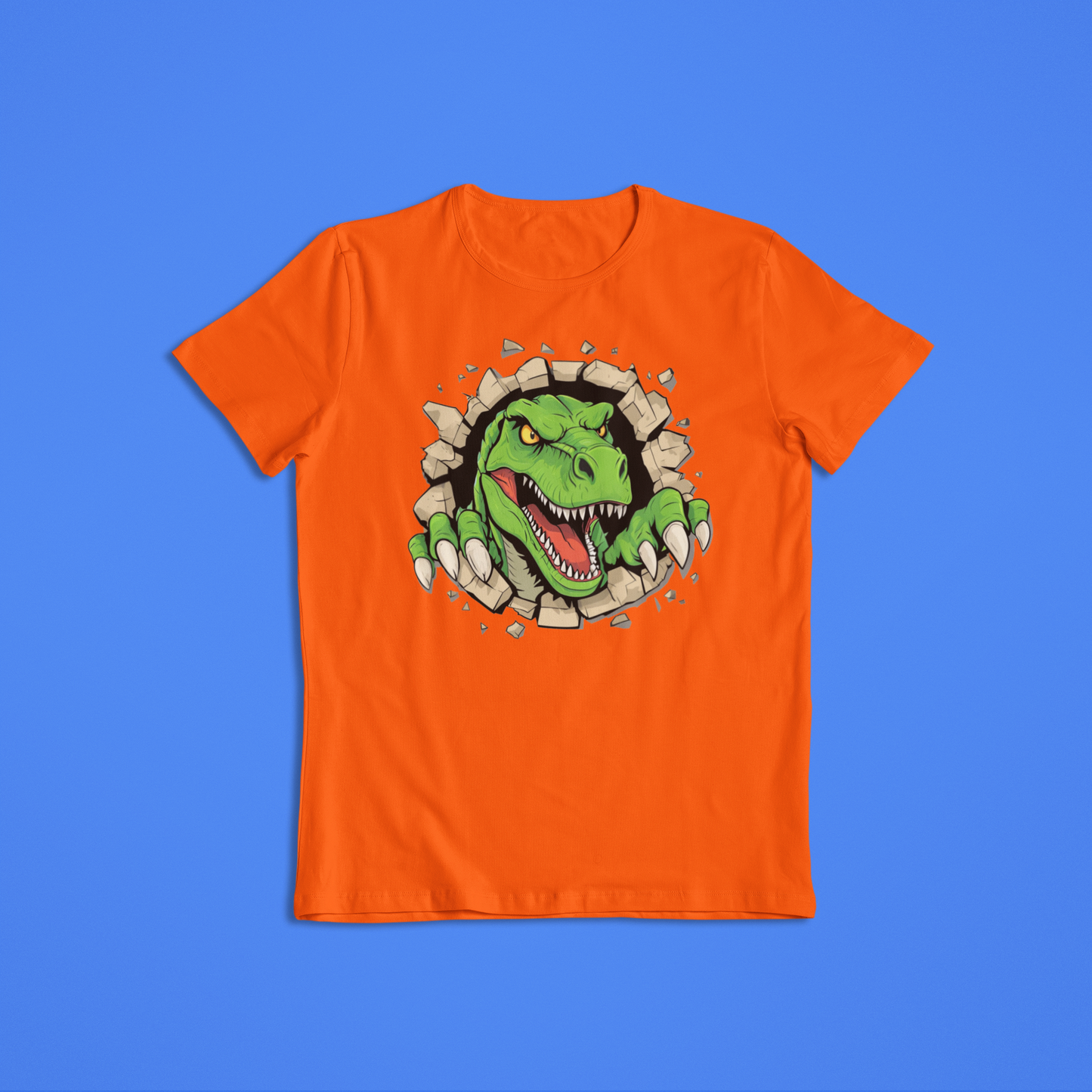 Fierce T-Rex Dinosaur Shirt Hoodie – Roaring Jurassic Dino Graphic Tee – Kids & Adults Dinosaur Lover Gift – 3D Wall Break Design