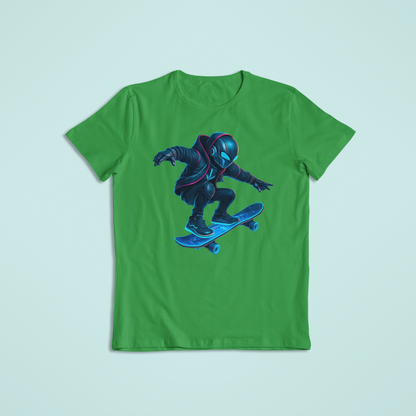 Futuristic Skater T-Shirt & Hoodie – Neon Cyberpunk Skateboarding Design - Youth - Teen - Adult - Short Sleeve - Long Sleeve