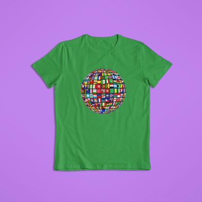 World Flags Globe Shirt, International Unity T-Shirt, Global Pride Hoodie, Colorful Flags Planet Design