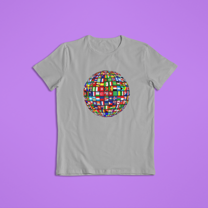 World Flags Globe Shirt, International Unity T-Shirt, Global Pride Hoodie, Colorful Flags Planet Design