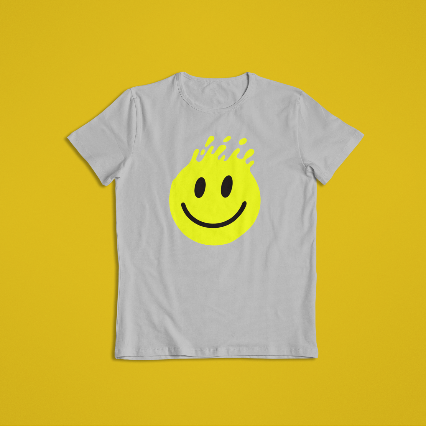 Melting Smiley Face Shirt & Hoodie – Bright Yellow Drip Smile Design | Trendy Streetwear Gift | Unisex T-Shirt & Hoodie
