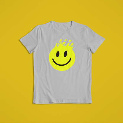 Melting Smiley Face Shirt & Hoodie – Bright Yellow Drip Smile Design | Trendy Streetwear Gift | Unisex T-Shirt & Hoodie