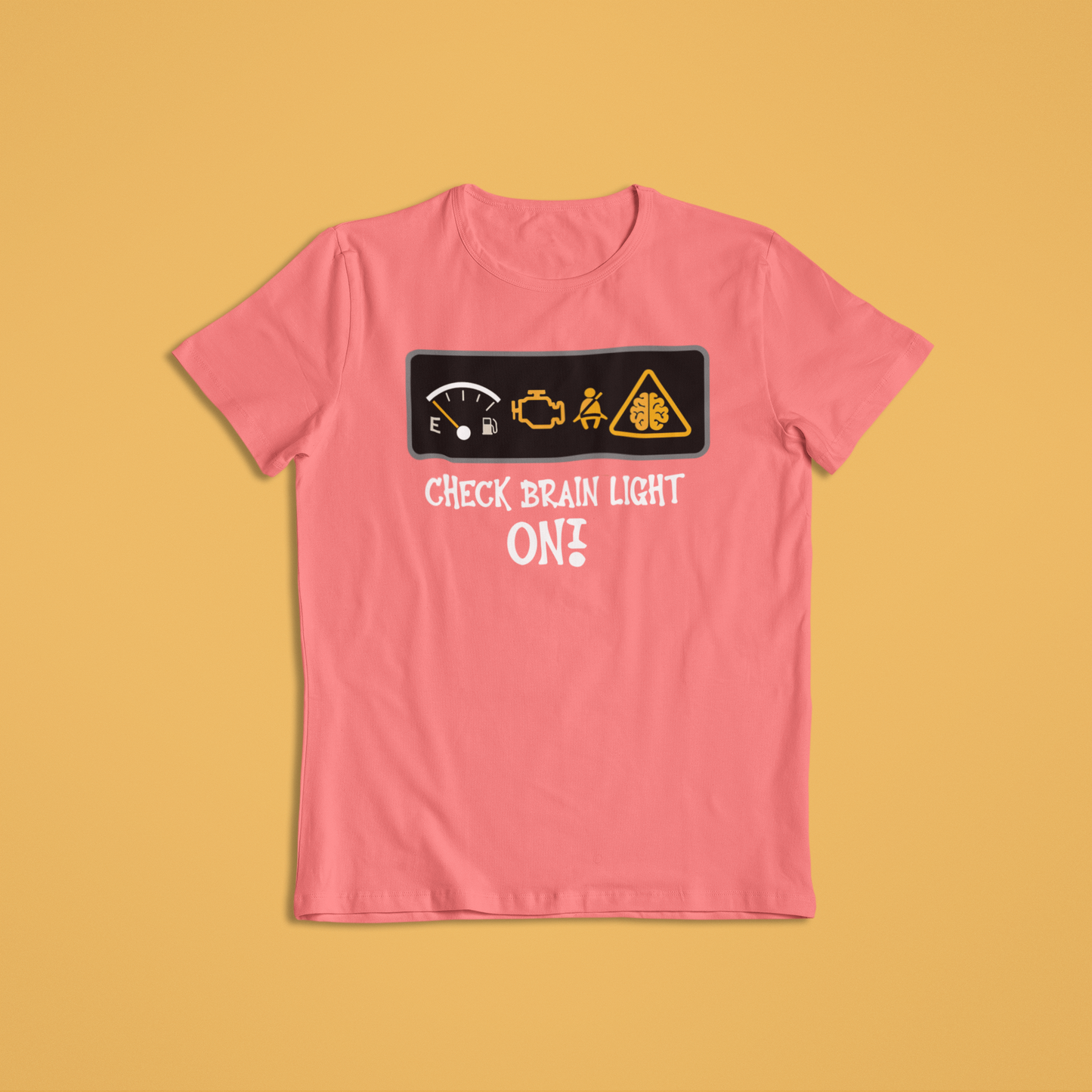 Funny “Check Brain Light On” T-Shirt or Hoodie – Car Dashboard Humor Tee for Mechanics, Drivers & Smart Thinkers