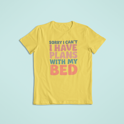 Sorry I Can’t I Have Plans With My Bed Shirt, Funny Lazy Day T-Shirt, Cozy Introvert Tee, Cute Sleep Lover Hoodie