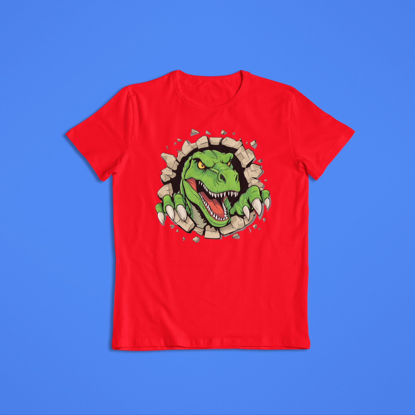 Fierce T-Rex Dinosaur Shirt Hoodie – Roaring Jurassic Dino Graphic Tee – Kids & Adults Dinosaur Lover Gift – 3D Wall Break Design
