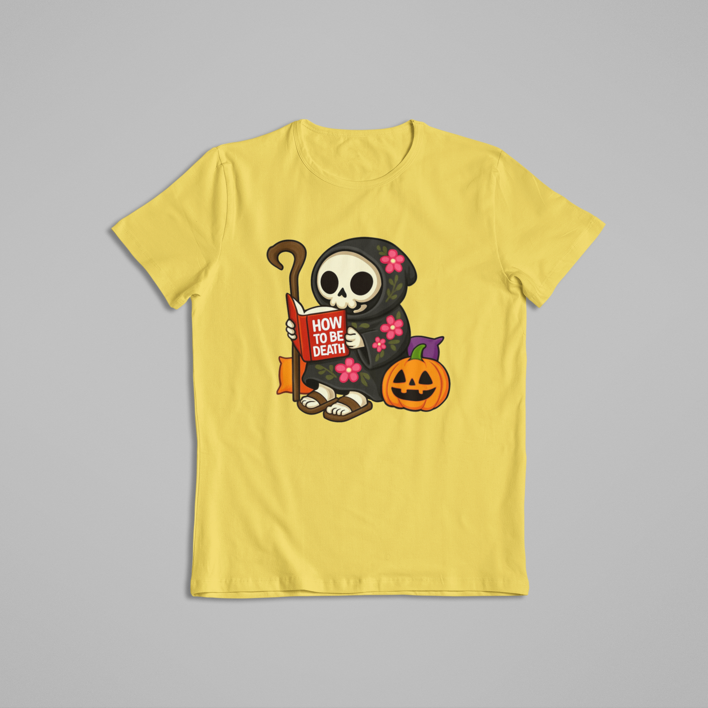 Cute Grim Reaper Reading Book Halloween T-Shirt & Hoodie – Funny Skeleton Pumpkin Spooky Shirt