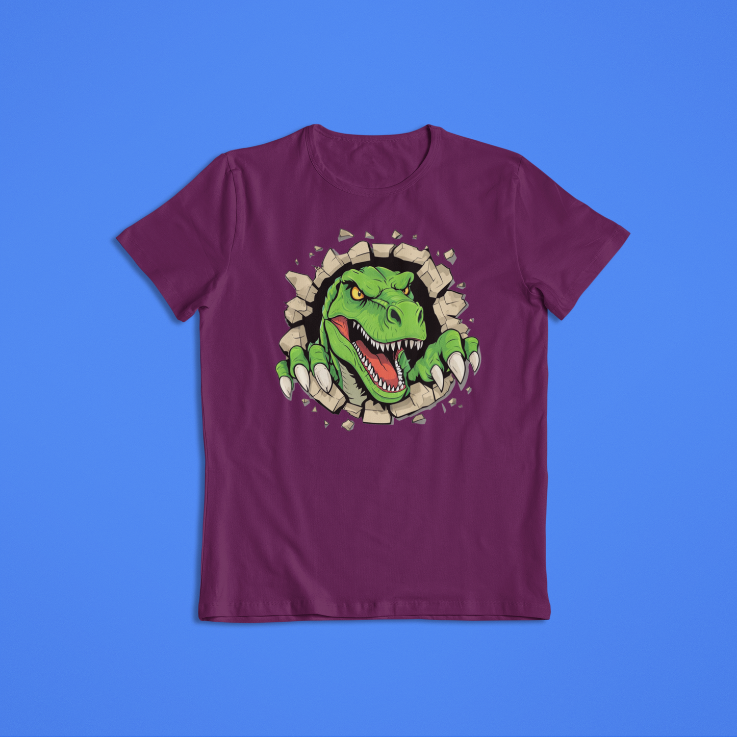 Fierce T-Rex Dinosaur Shirt Hoodie – Roaring Jurassic Dino Graphic Tee – Kids & Adults Dinosaur Lover Gift – 3D Wall Break Design