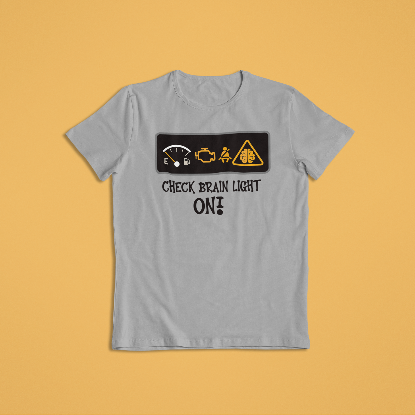 Funny “Check Brain Light On” T-Shirt or Hoodie – Car Dashboard Humor Tee for Mechanics, Drivers & Smart Thinkers