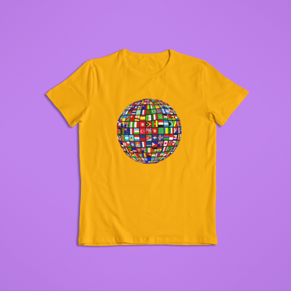 World Flags Globe Shirt, International Unity T-Shirt, Global Pride Hoodie, Colorful Flags Planet Design