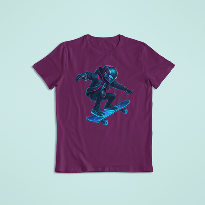 Futuristic Skater T-Shirt & Hoodie – Neon Cyberpunk Skateboarding Design - Youth - Teen - Adult - Short Sleeve - Long Sleeve