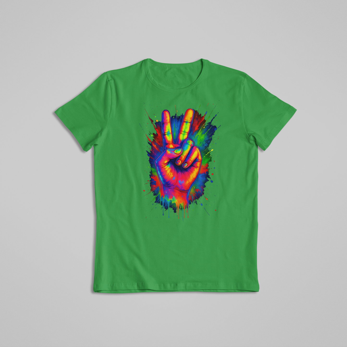Rainbow Peace Sign T-shirt and Hoodie, Color Splash Hand Tee, Vibrant Hippie Art