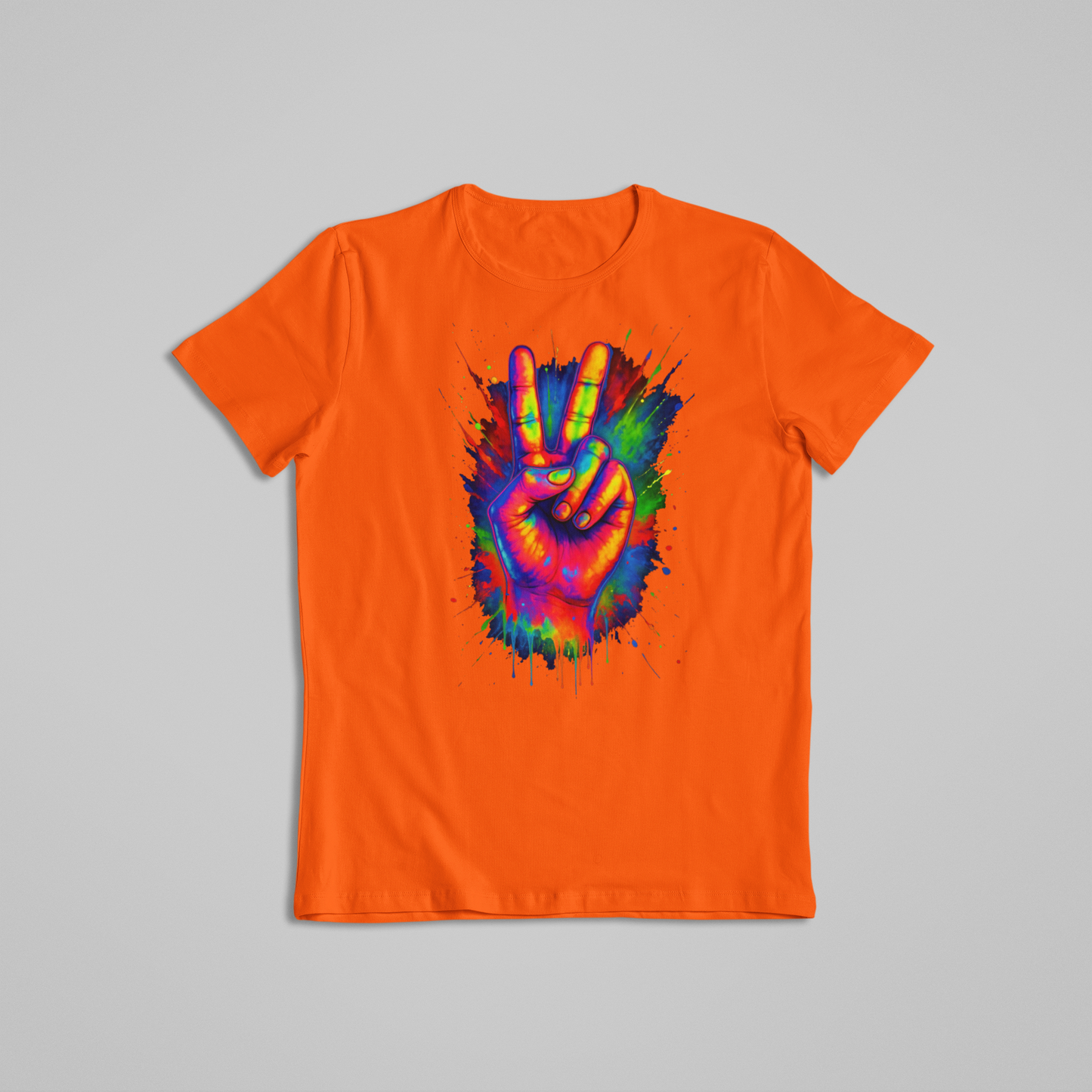 Rainbow Peace Sign T-shirt and Hoodie, Color Splash Hand Tee, Vibrant Hippie Art