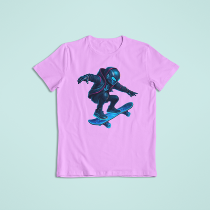 Futuristic Skater T-Shirt & Hoodie – Neon Cyberpunk Skateboarding Design - Youth - Teen - Adult - Short Sleeve - Long Sleeve