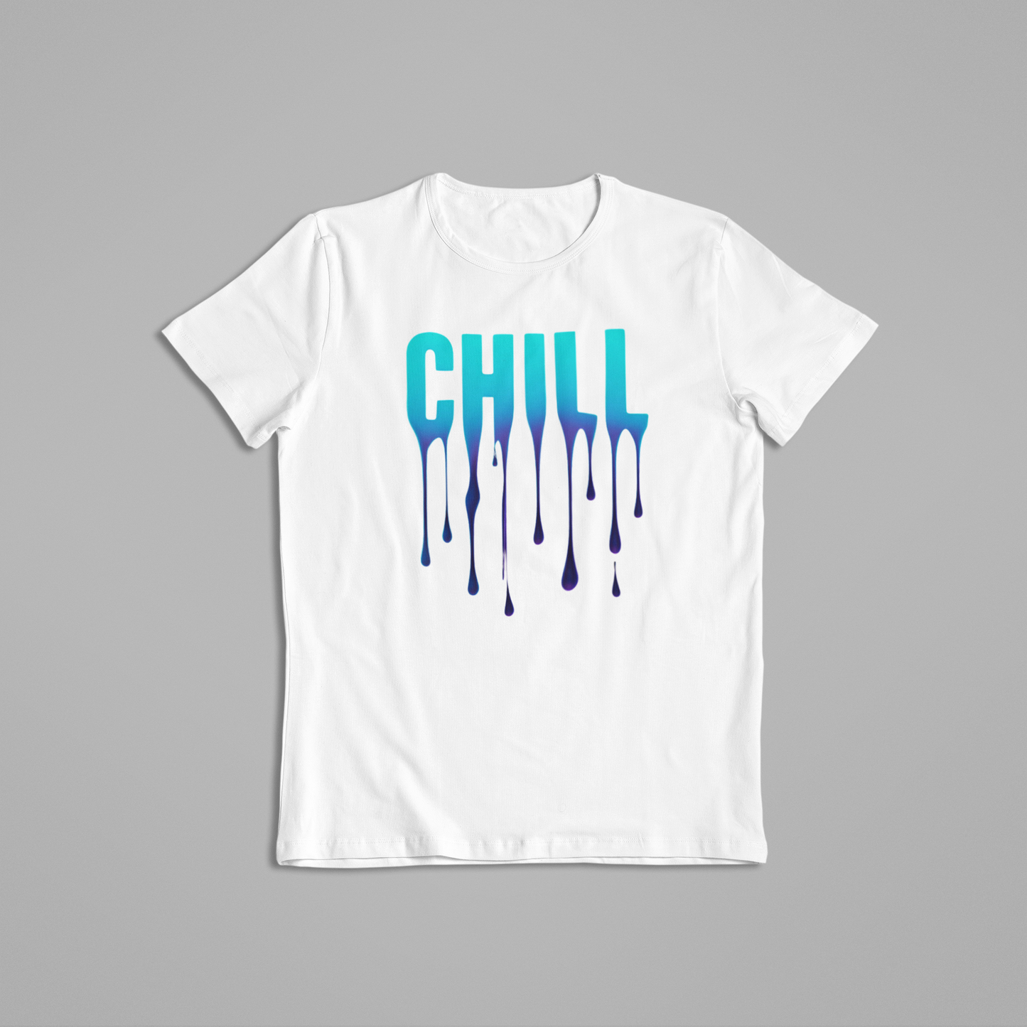 Chill Drip Text Shirt & Hoodie – Blue Gradient Melt Design | Cool Vibe Streetwear Graphic Tee | Trendy Relaxed Aesthetic Gift