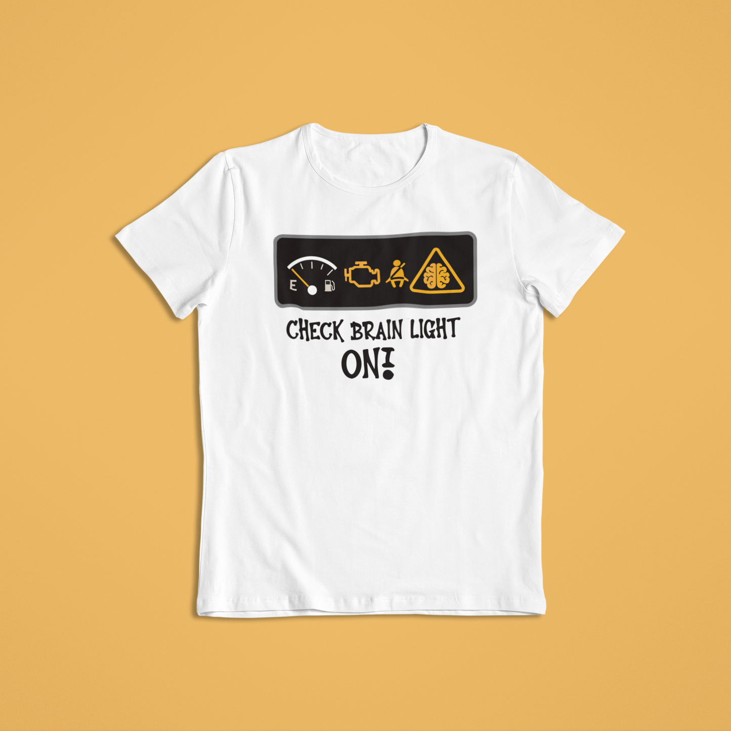Funny “Check Brain Light On” T-Shirt or Hoodie – Car Dashboard Humor Tee for Mechanics, Drivers & Smart Thinkers