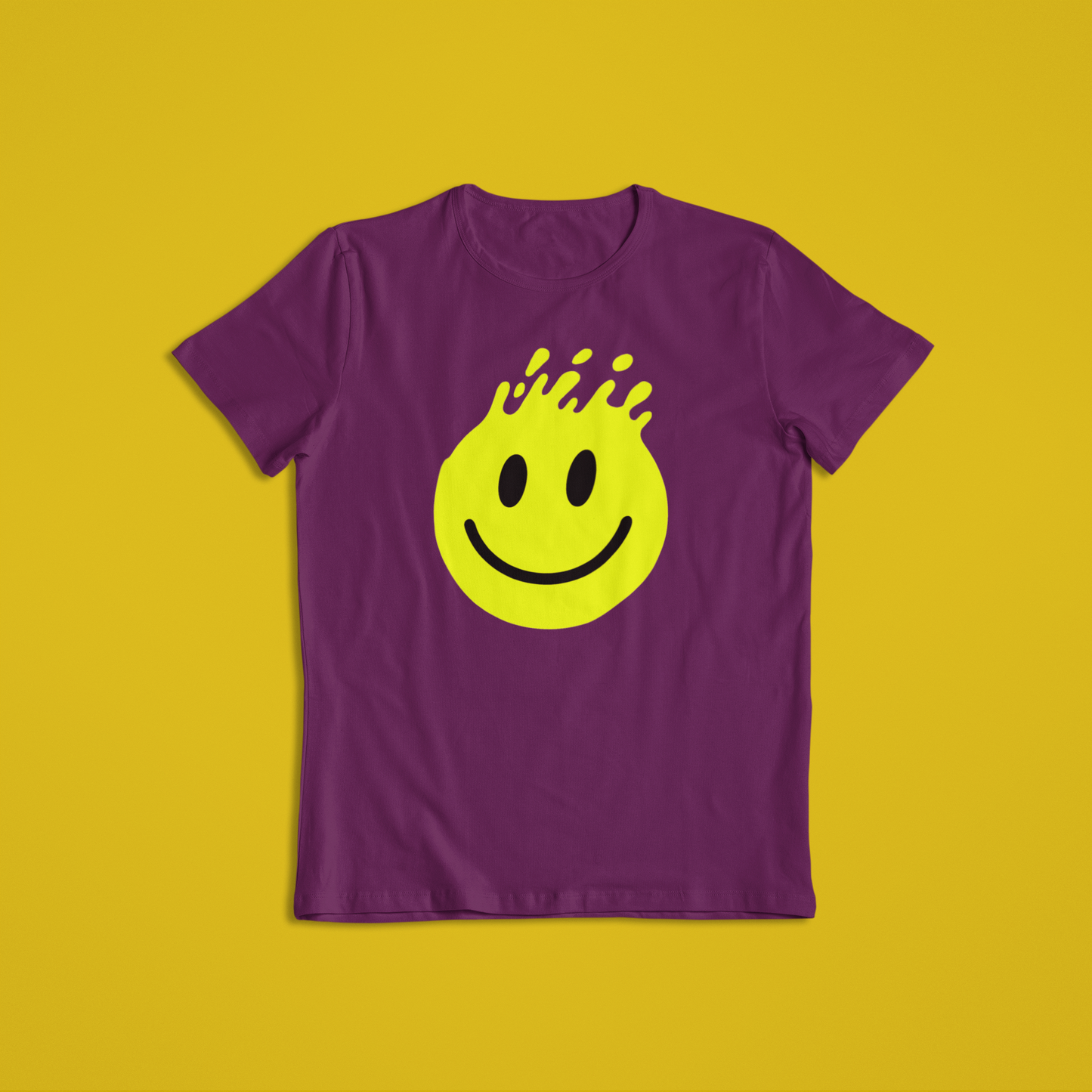 Melting Smiley Face Shirt & Hoodie – Bright Yellow Drip Smile Design | Trendy Streetwear Gift | Unisex T-Shirt & Hoodie