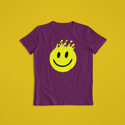 Melting Smiley Face Shirt & Hoodie – Bright Yellow Drip Smile Design | Trendy Streetwear Gift | Unisex T-Shirt & Hoodie