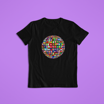 World Flags Globe Shirt, International Unity T-Shirt, Global Pride Hoodie, Colorful Flags Planet Design