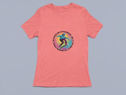 Vibrant Skateboarder with Unique Saying Tees and Hoodies