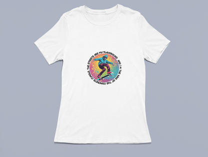 Vibrant Skateboarder with Unique Saying Tees and Hoodies