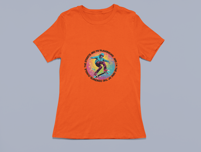 Vibrant Skateboarder with Unique Saying Tees and Hoodies