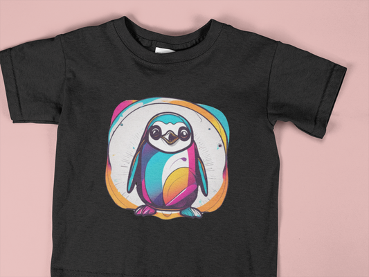 Colorful Penguin Toddler Shirt – Cute Arctic Animal Tee for Kids – Bright Rainbow Penguin T-Shirt – Fun Winter Graphic