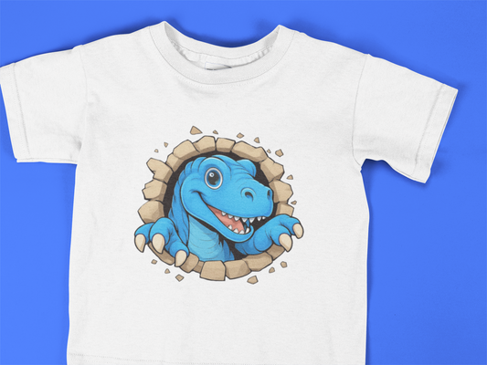 Toddler Dinosaur T-Shirt – Cute Blue T-Rex Shirt for Boys & Girls (2T–6T) – Fun Cartoon Dino Tee – Kids Dinosaur Birthday Gift
