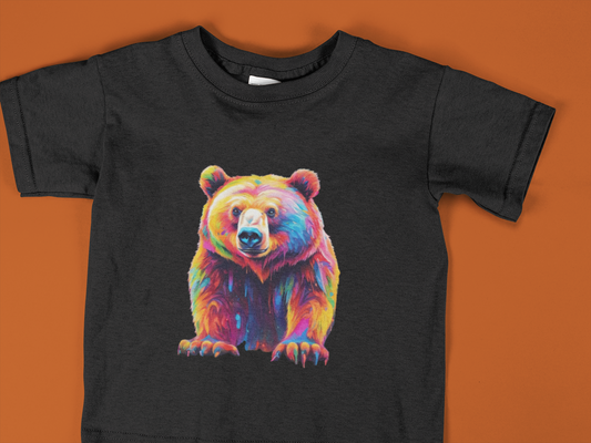 Toddler Colorful Bear T-Shirt – Vibrant Rainbow Grizzly Shirt for Kids