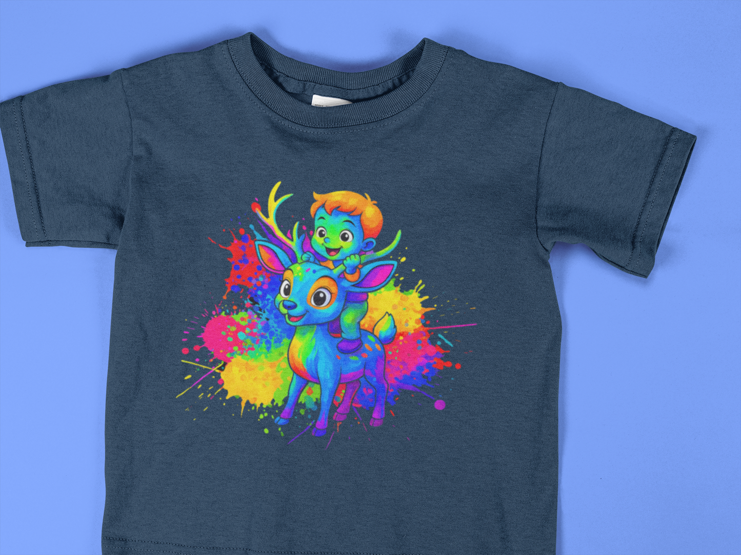 Deer Ride Toddler Shirt, Colorful Animal Adventure Tee for Kids, 2T to 6T