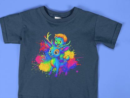 Deer Ride Toddler Shirt, Colorful Animal Adventure Tee for Kids, 2T to 6T