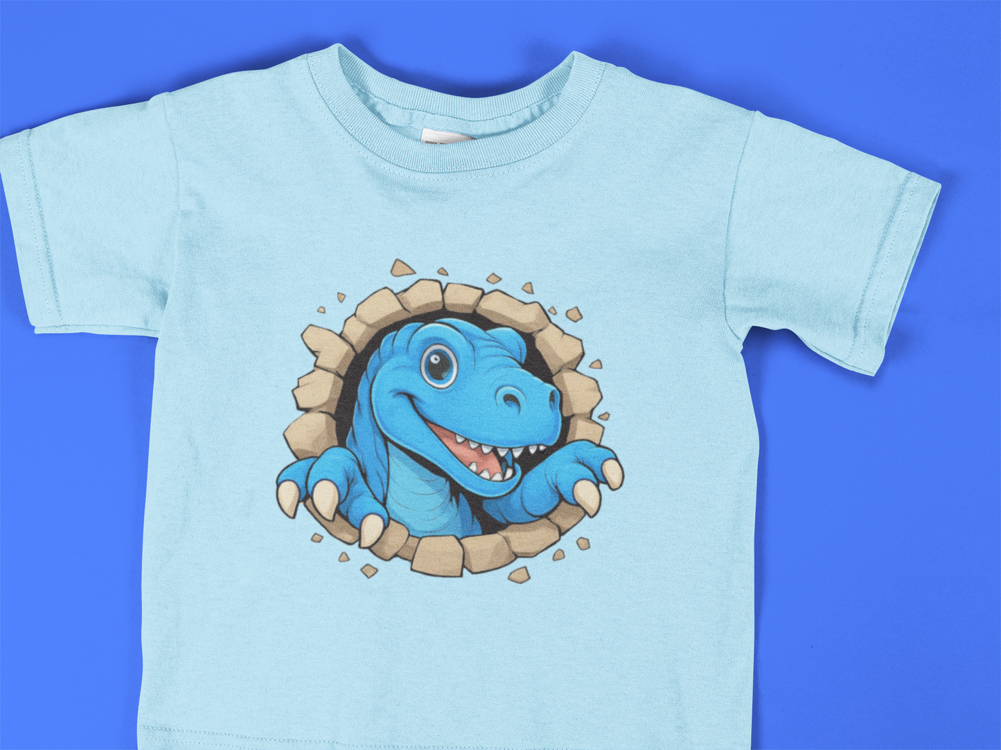 Toddler Dinosaur T-Shirt – Cute Blue T-Rex Shirt for Boys & Girls (2T–6T) – Fun Cartoon Dino Tee – Kids Dinosaur Birthday Gift