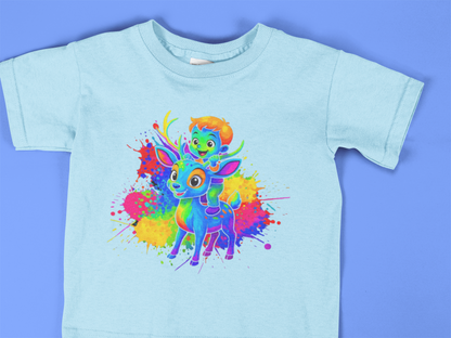 Deer Ride Toddler Shirt, Colorful Animal Adventure Tee for Kids, 2T to 6T