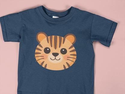 Cute Tiger Face Toddler Shirt, Kids Animal T-Shirt, Adorable Cartoon Tiger Tee for Boys & Girls, Toddler Graphic Tee 2T–6T