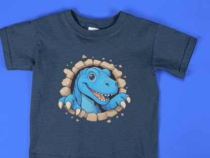 Toddler Dinosaur T-Shirt – Cute Blue T-Rex Shirt for Boys & Girls (2T–6T) – Fun Cartoon Dino Tee – Kids Dinosaur Birthday Gift