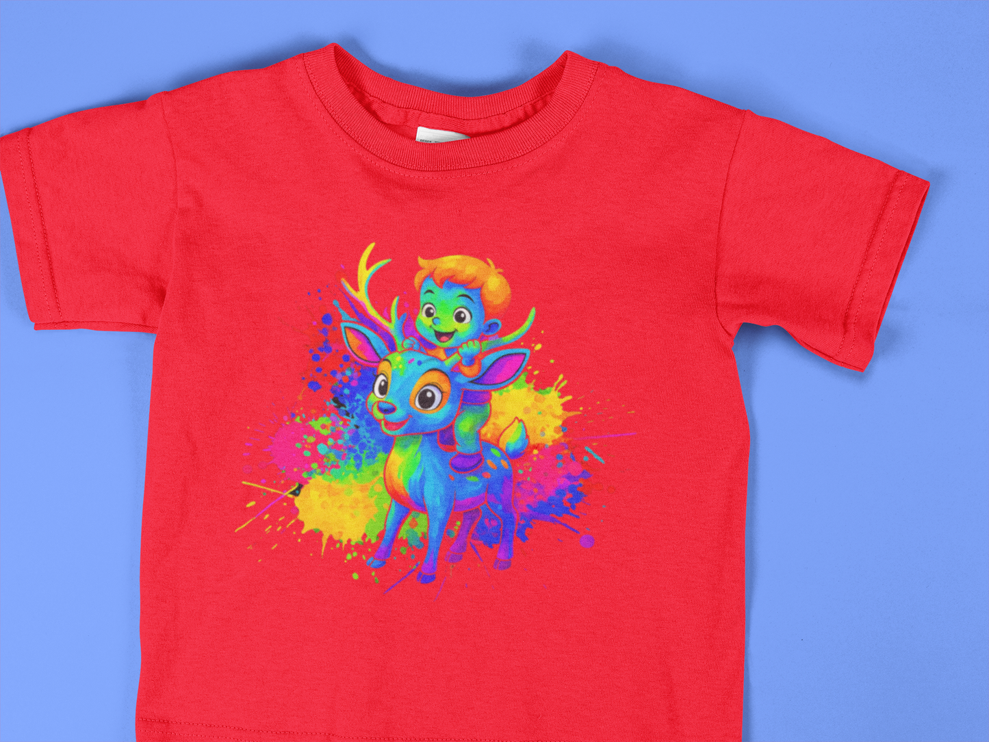 Deer Ride Toddler Shirt, Colorful Animal Adventure Tee for Kids, 2T to 6T