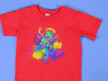 Deer Ride Toddler Shirt, Colorful Animal Adventure Tee for Kids, 2T to 6T