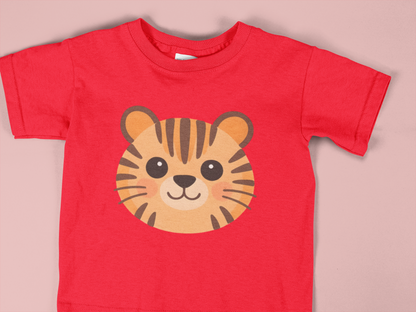 Cute Tiger Face Toddler Shirt, Kids Animal T-Shirt, Adorable Cartoon Tiger Tee for Boys & Girls, Toddler Graphic Tee 2T–6T