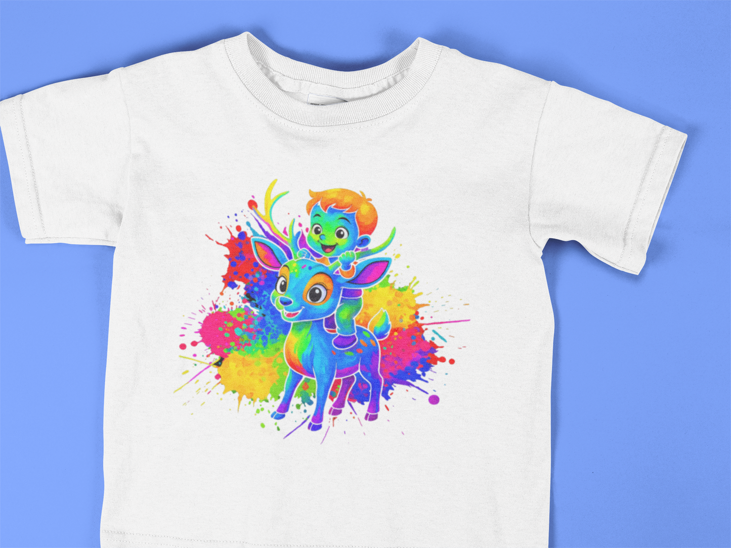 Deer Ride Toddler Shirt, Colorful Animal Adventure Tee for Kids, 2T to 6T