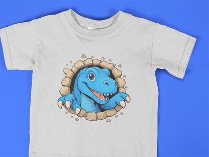 Toddler Dinosaur T-Shirt – Cute Blue T-Rex Shirt for Boys & Girls (2T–6T) – Fun Cartoon Dino Tee – Kids Dinosaur Birthday Gift