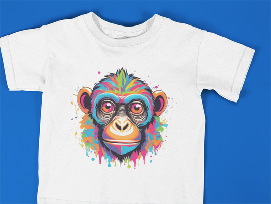 Colorful Monkey Toddler T-Shirt – Vibrant Splatter Chimp Art