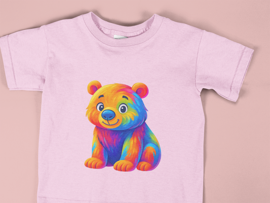 Colorful Rainbow Bear Toddler T-Shirt – Cute Vibrant Kids Animal Tee (2T–6T)